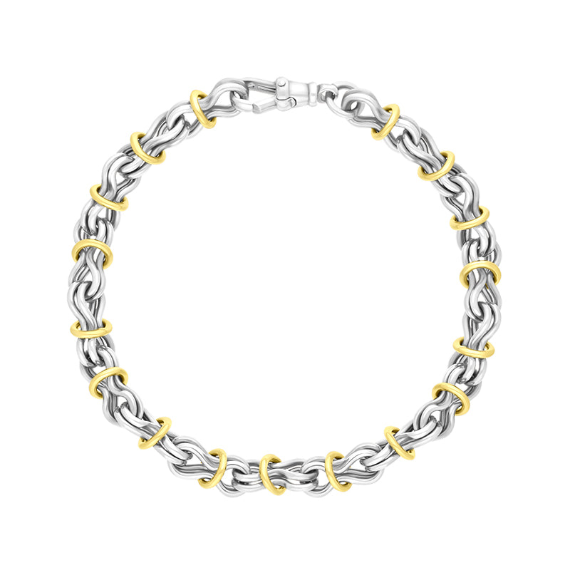 9ct Yellow Gold Sterling Silver Multi Link Handmade Bracelet