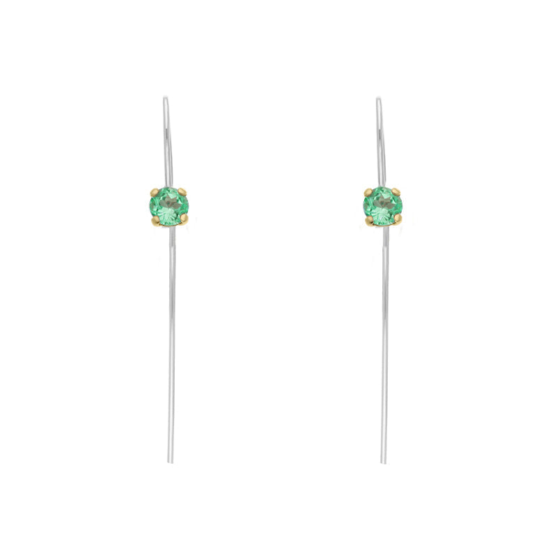 9ct Yellow Gold Sterling Silver Peridot Stepping Stones 5mm Round Claw Set Hook Earrings