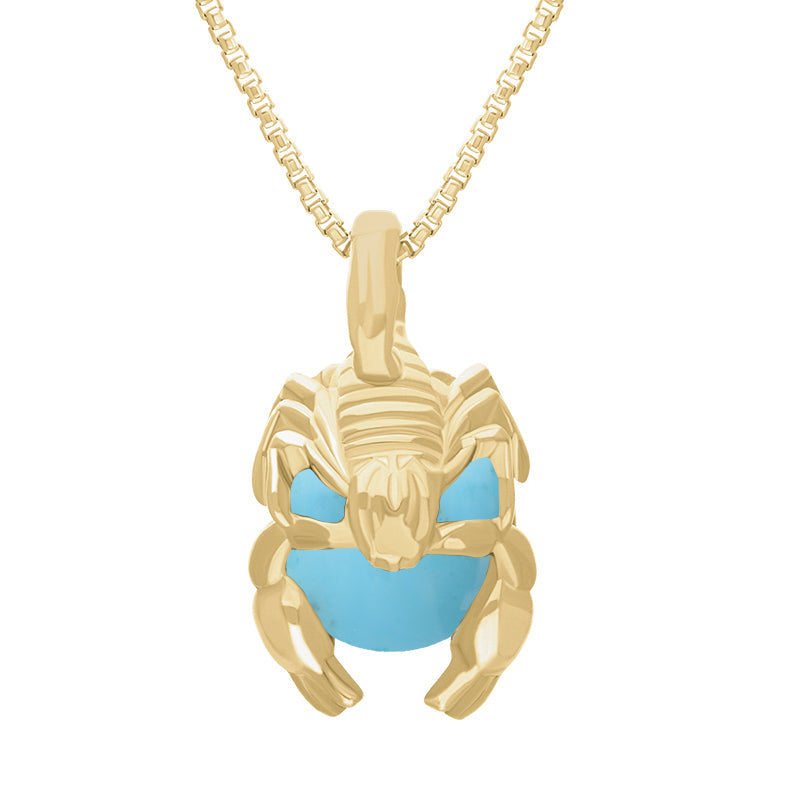9ct Yellow Gold Turquoise Zodiac Scorpio 9mm Bead Pendant - Yellow Gold