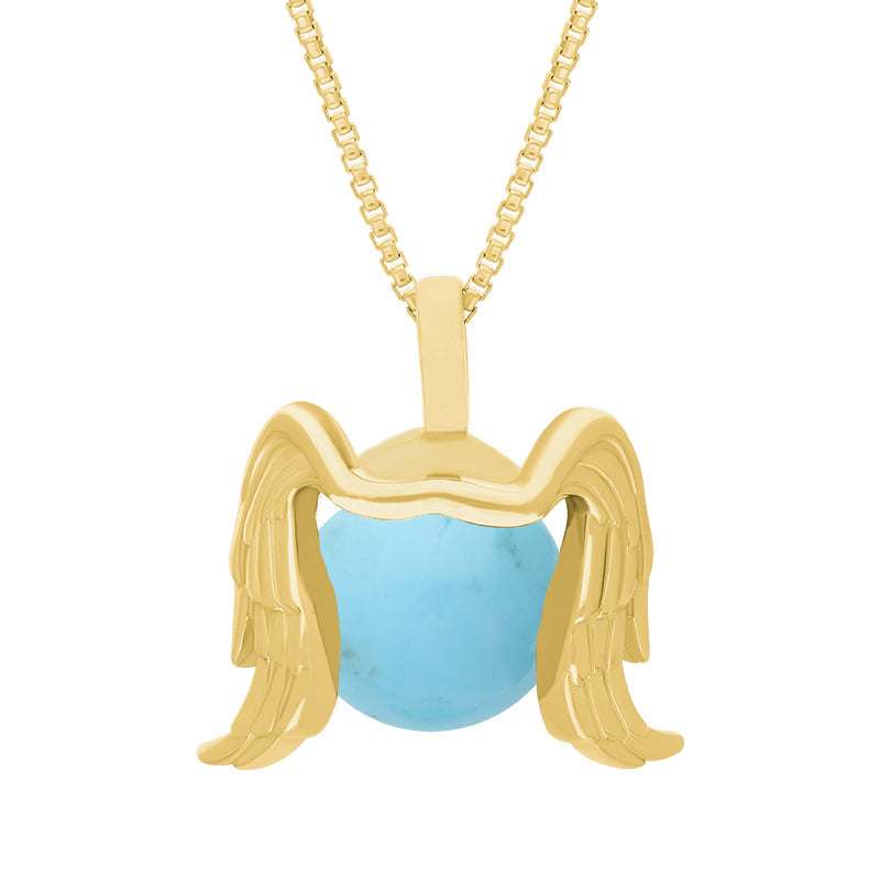 9ct Yellow Gold Turquoise Zodiac Virgo 10mm Bead Pendant - Yellow Gold
