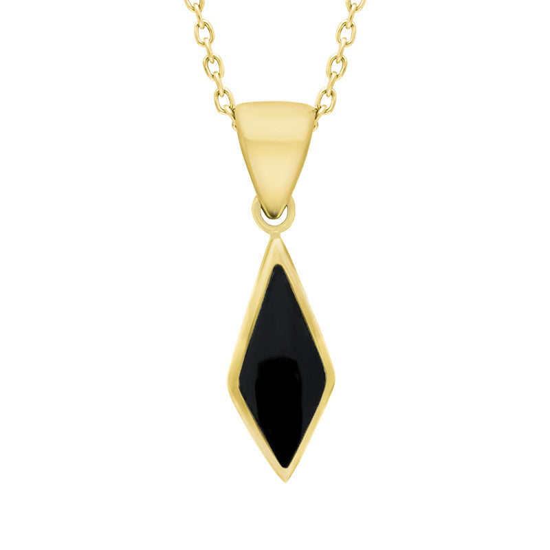 9ct Yellow Gold Whitby Jet Dinky Diamond Necklace - Option1 Value Yellow Gold