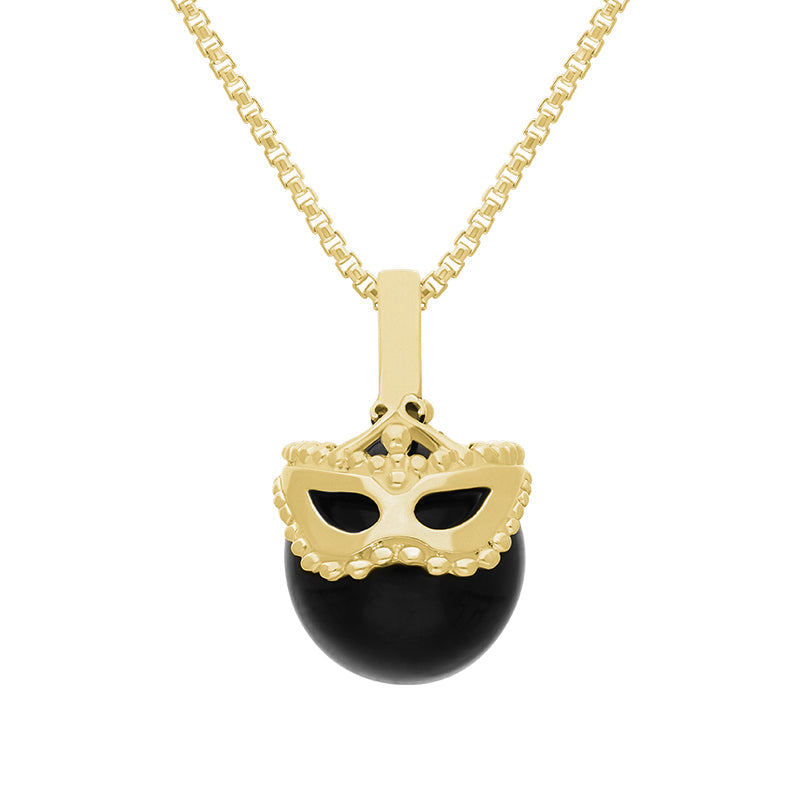 9ct Yellow Gold Whitby Jet Zodiac Gemini 9mm Bead Pendant - Yellow Gold