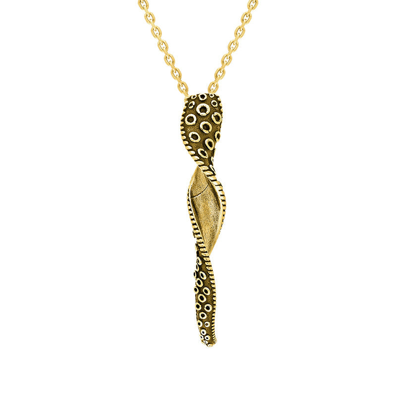 9ct Yellow Gold Tentacle Twist Necklace - Silver