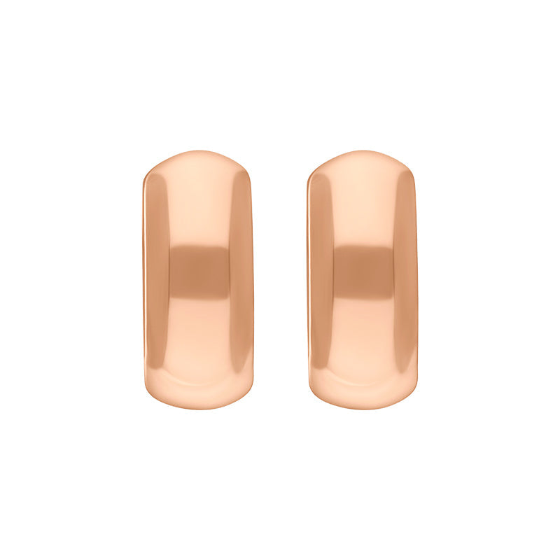 9ct Rose Gold 15x14mm Oval Domed Hoop Earrings - Gold