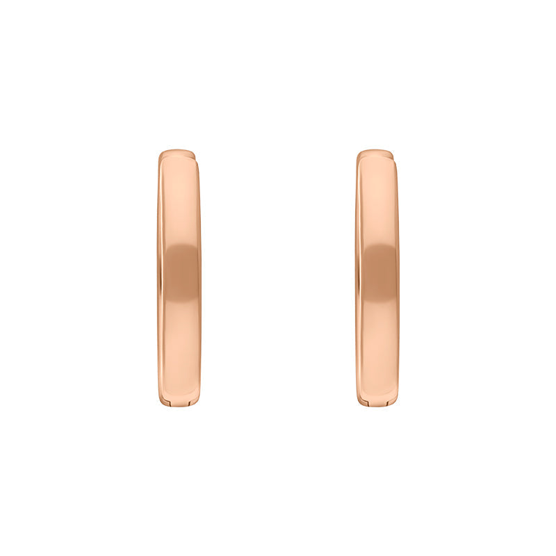 9ct Rose Gold 18mm Round Domed Hoop Earrings - Gold