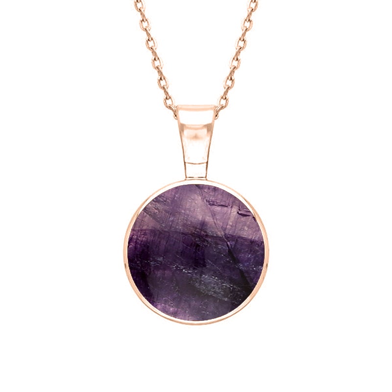 9ct Rose Gold Blue John Heritage Round Necklace - Rose Gold