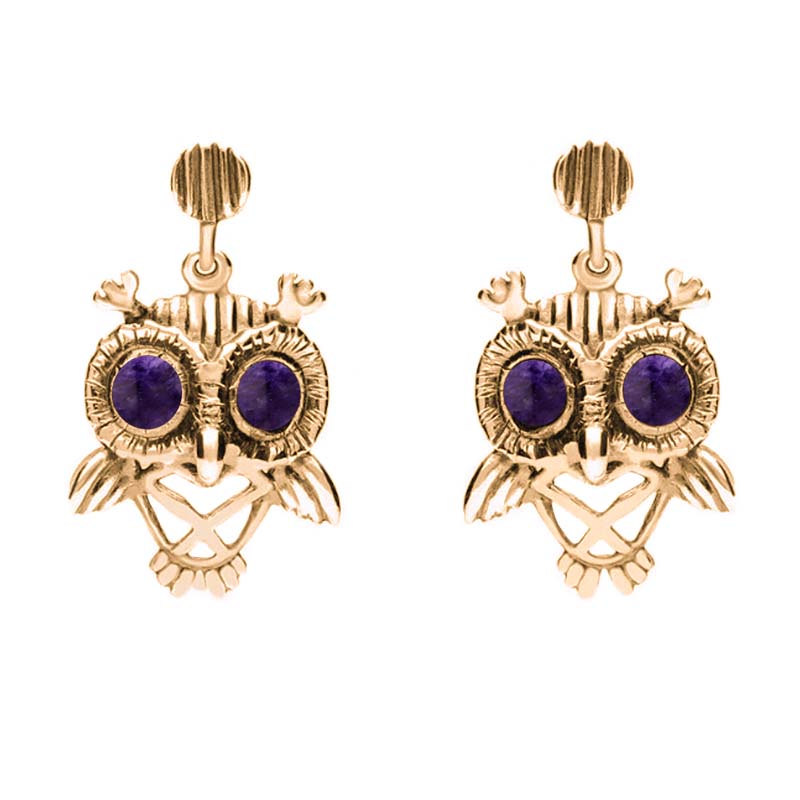 9ct Rose Gold Blue John Owl Stud Earrings