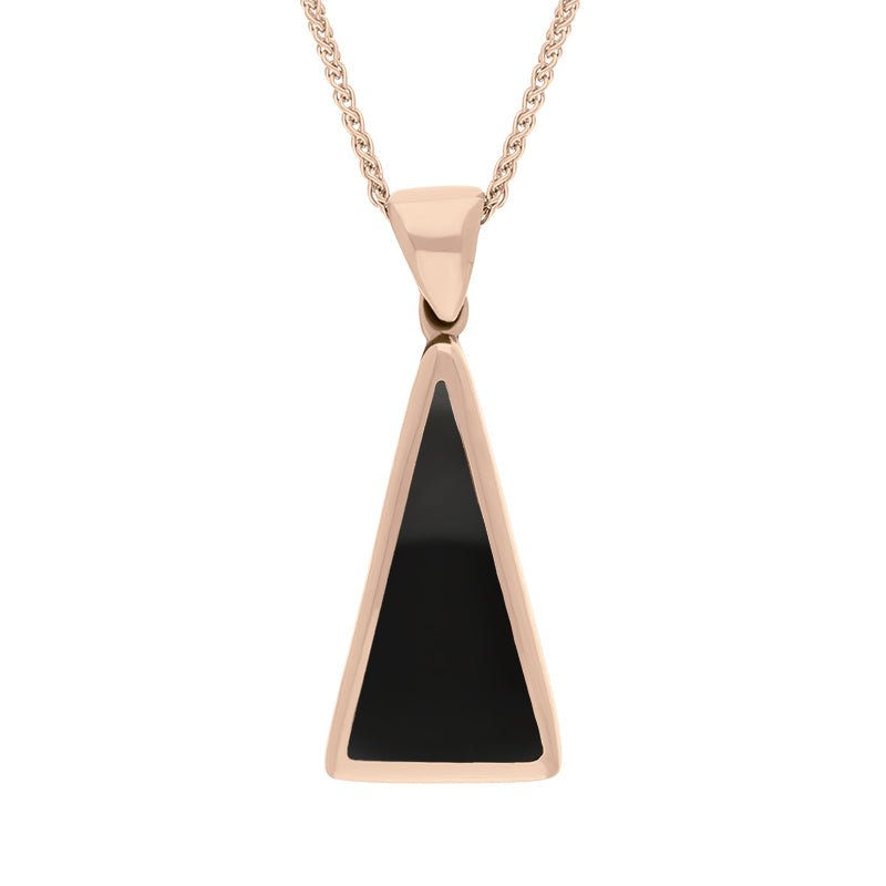 9ct Rose Gold Blue John Whitby Jet Small Double Sided Triangular Fob Necklace - Rose Gold