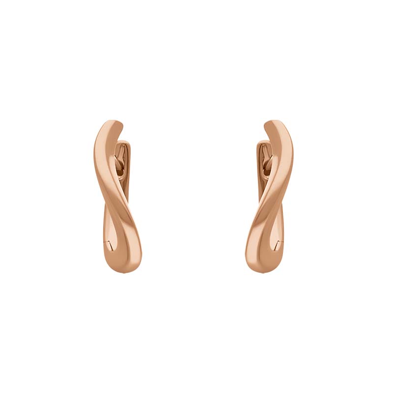9ct Rose Gold Twisted Horseshoe Hoop Earrings - Gold
