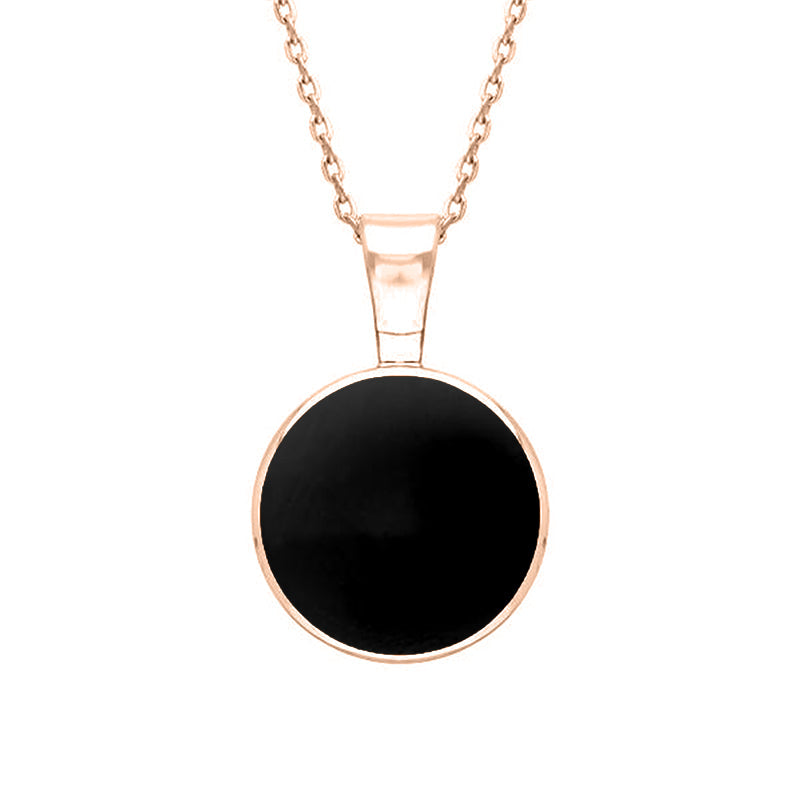 9ct Rose Gold Whitby Jet Heritage Round Necklace - Rose Gold