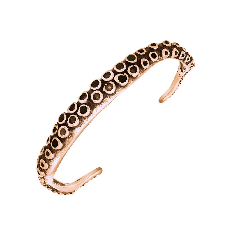 9ct Rose Gold Whitby Jet Tentacle Bangle - Silver