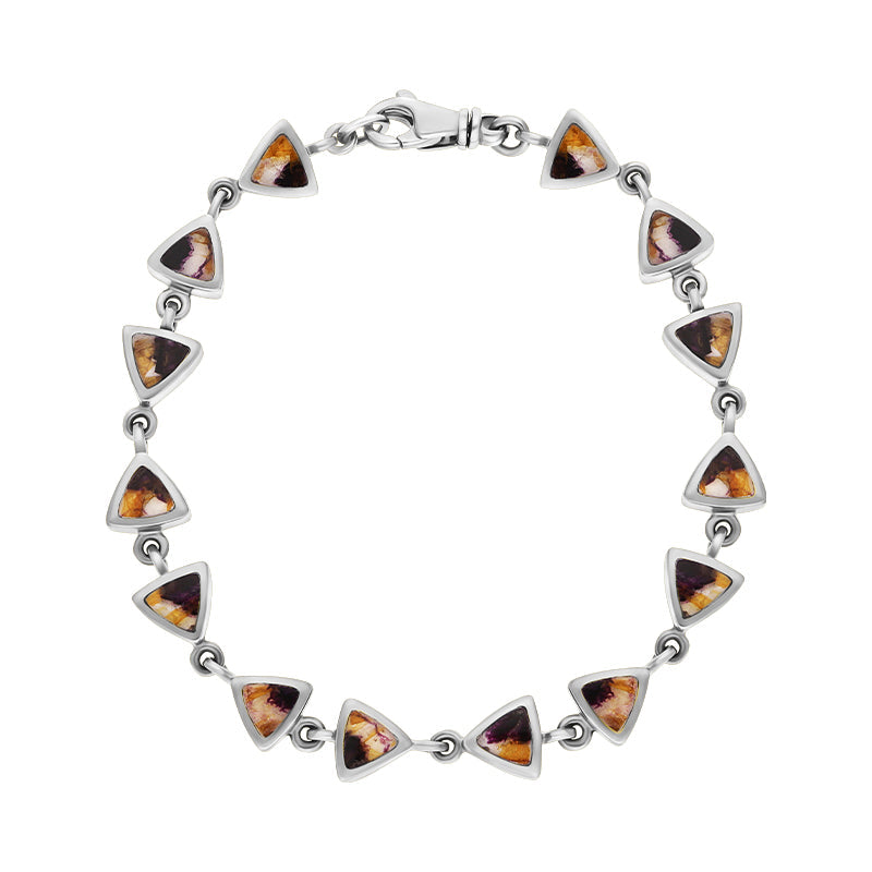 9ct White Gold Blue John Curved Triangle Bracelet