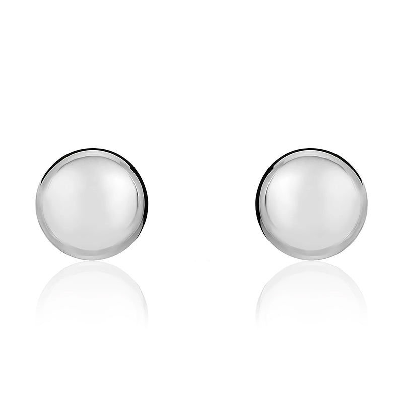 9ct White Gold 12mm Button Stud Earrings - Gold