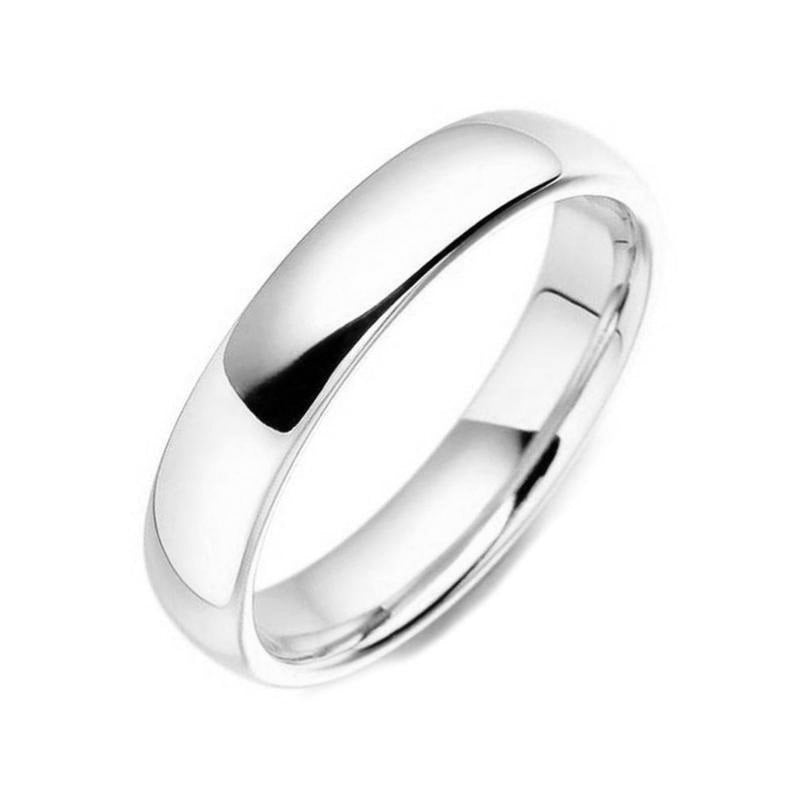 9ct White Gold Classic Court Shaped Medium Gauge Wedding Ring 3.5mm - S