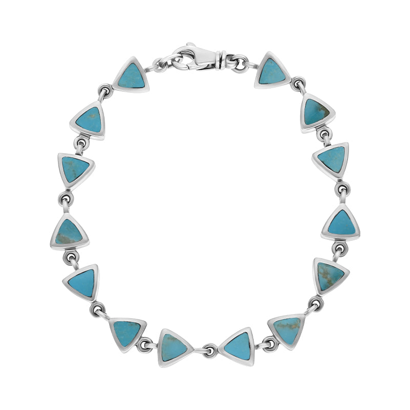 9ct White Gold Turquoise Curved Triangle Bracelet
