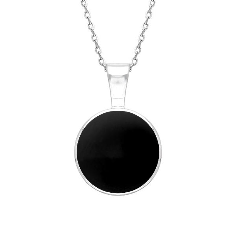 9ct White Gold Whitby Jet Heritage Round Necklace - White Gold
