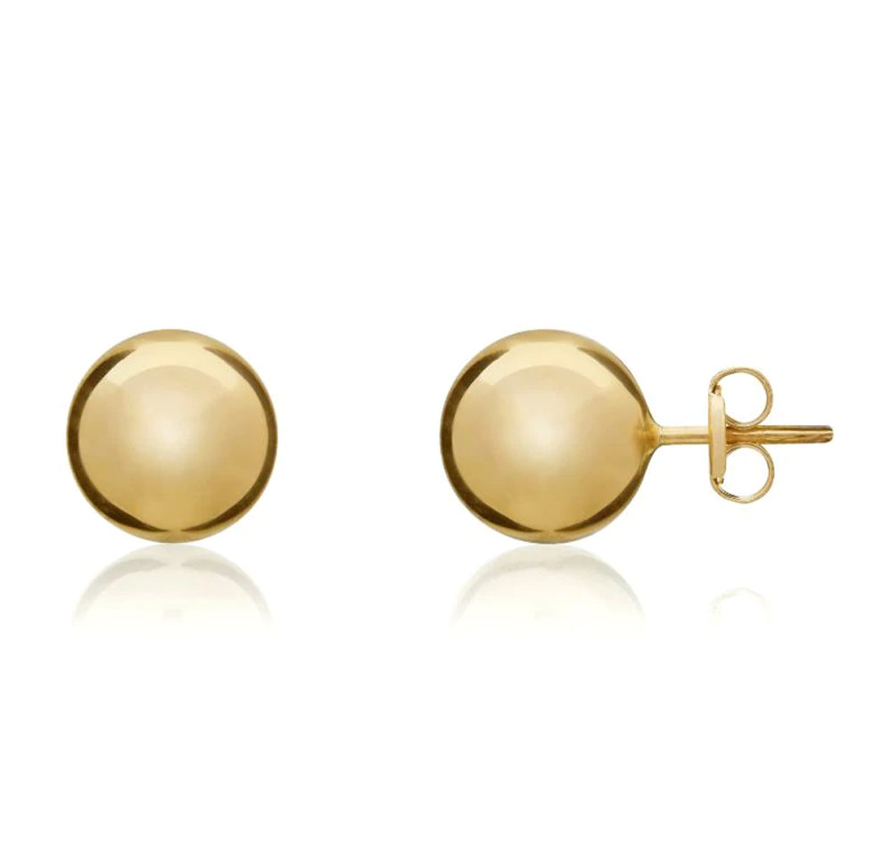 9ct Yellow Gold 9mm Ball Stud Earrings - Gold