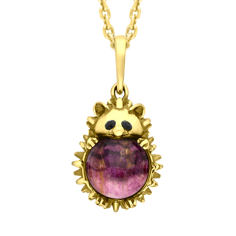 18ct Yellow Gold Blue John Medium Hedgehog Necklace