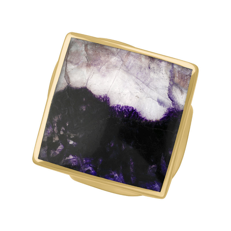 9ct Yellow Gold Blue John Hallmark Medium Rhombus Ring - Gold
