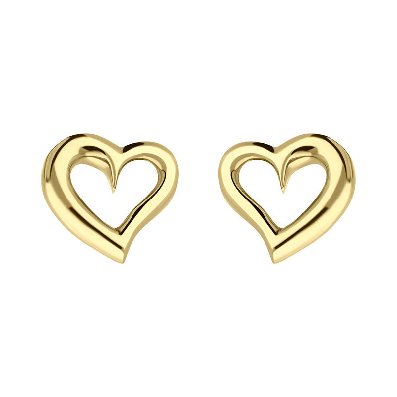 9ct Yellow Gold Curved Heart Earrings D - Gold