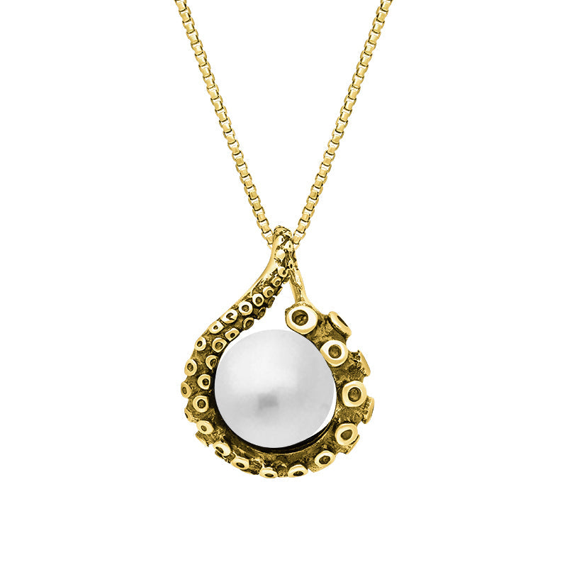 9ct Yellow Gold Freshwater Pearl Bead Tentacle Necklace - Gold