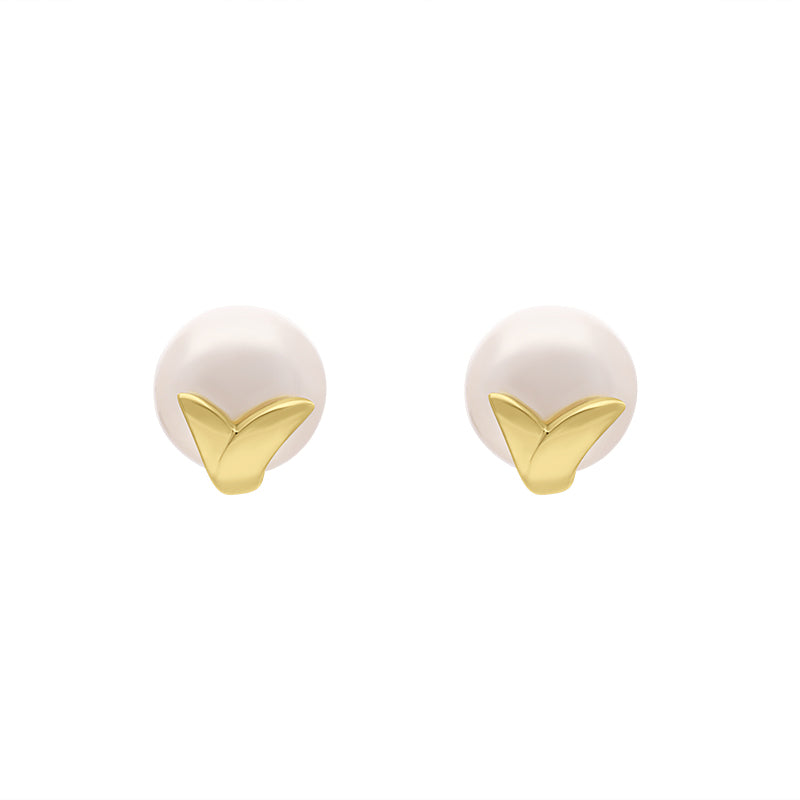 9ct Yellow Gold Freshwater Pearl Encased Stud Earrings - Gold