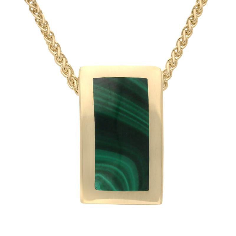 9ct Yellow Gold Malachite Oblong Stone Set Necklace - Gold