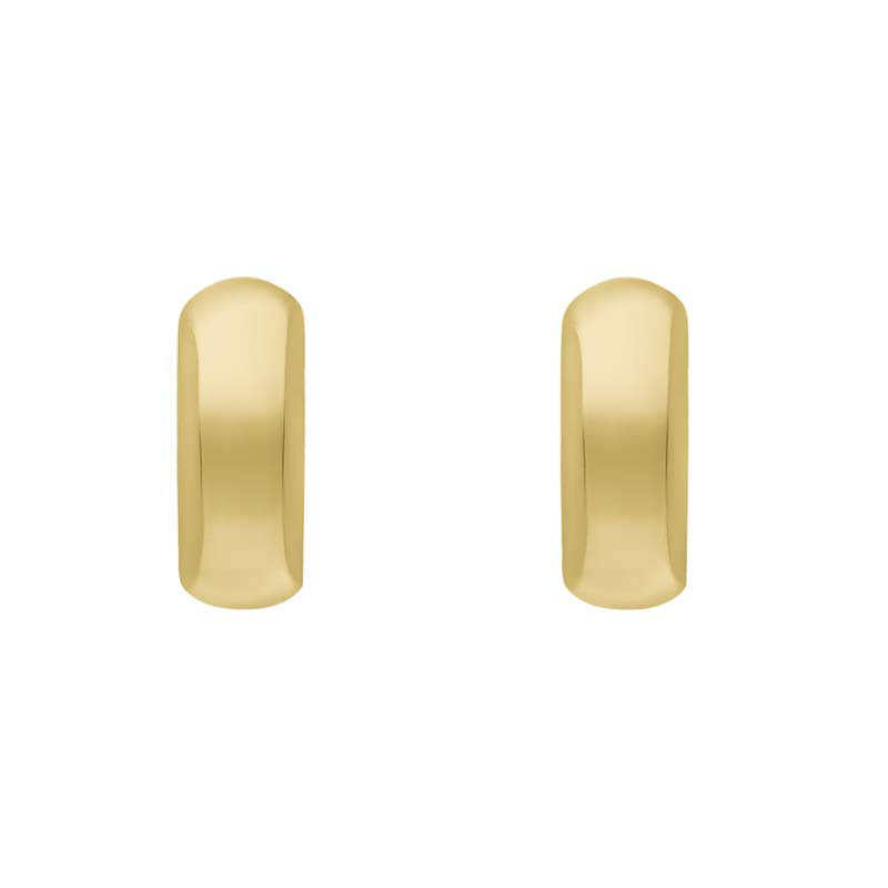 9ct Yellow Gold Oval Domed Hoop Earrings - Gold
