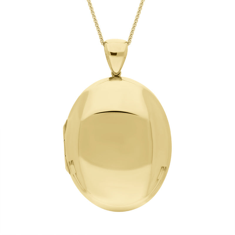 9ct Yellow Gold Oval Locket Pendant Necklace D - Gold