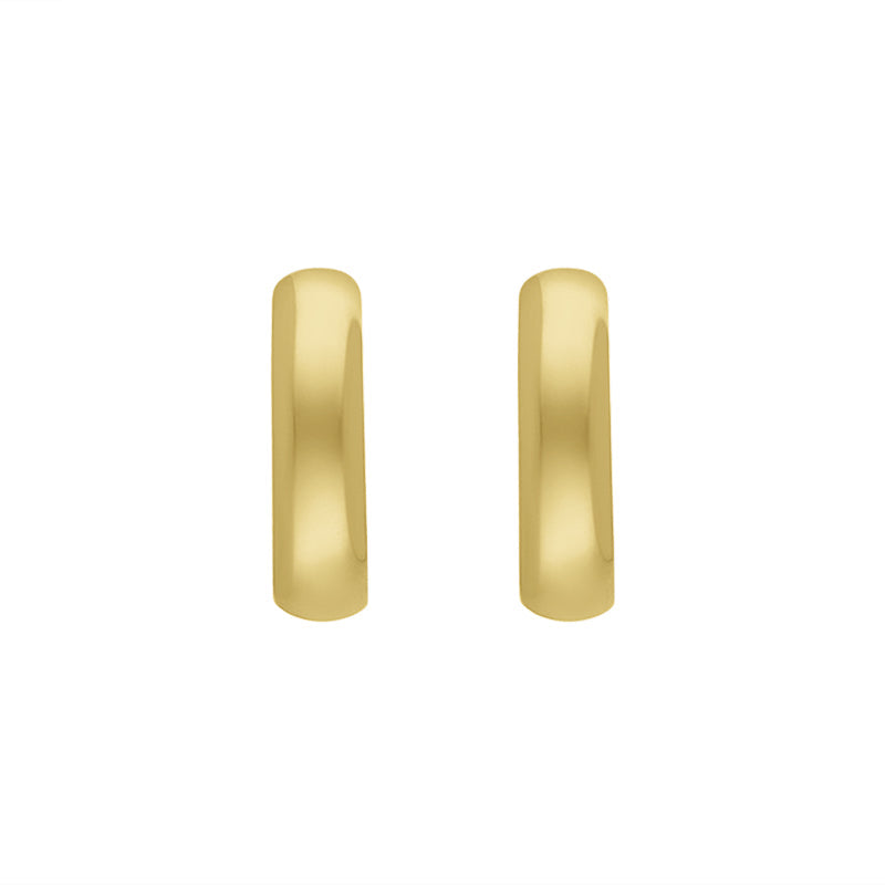 9ct Yellow Gold Round Domed Hoop Earrings - Gold