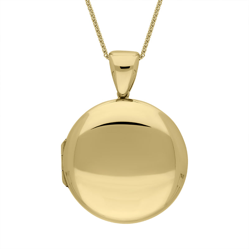 9ct Yellow Gold Round Locket Pendant Necklace D - Gold