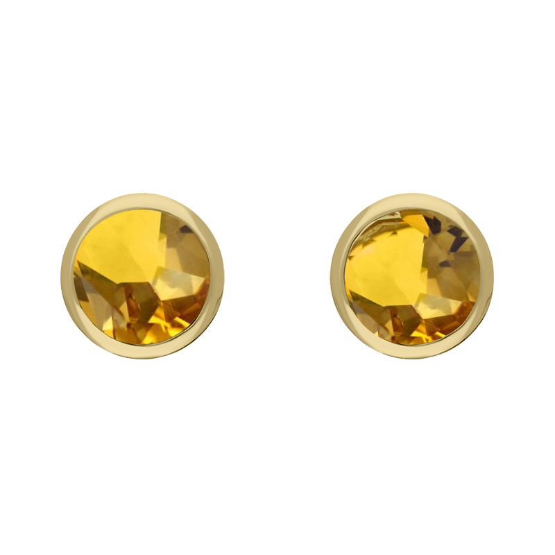 9ct Yellow Gold Sterling Silver Citrine Stepping Stones 5mm Round Stud Earrings