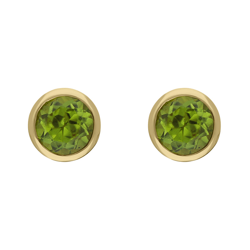 9ct Yellow Gold Sterling Silver Peridot Stepping Stones 5mm Round Stud Earrings
