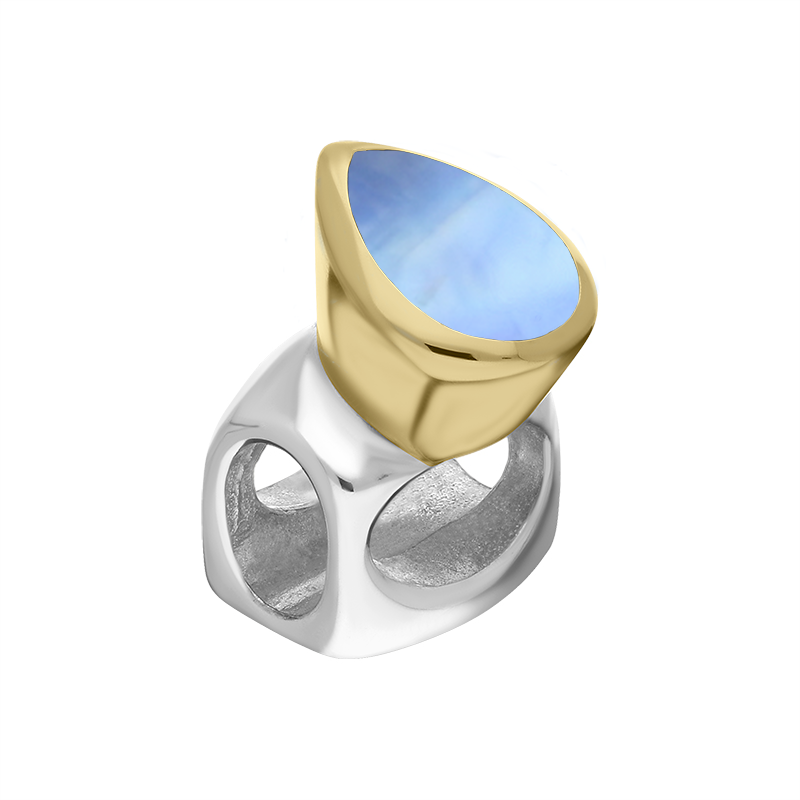 9ct Yellow Gold Sterling Silver Moonstone Stepping Stones 5x7mm Pear-shaped Charm