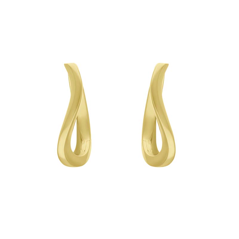 9ct Yellow Gold Twisted Horseshoe Hoop Earrings - Gold
