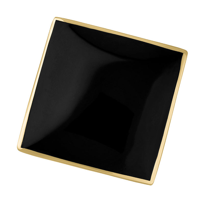 9ct Yellow Gold Whitby Jet Hallmark Large Rhombus Ring - Gold