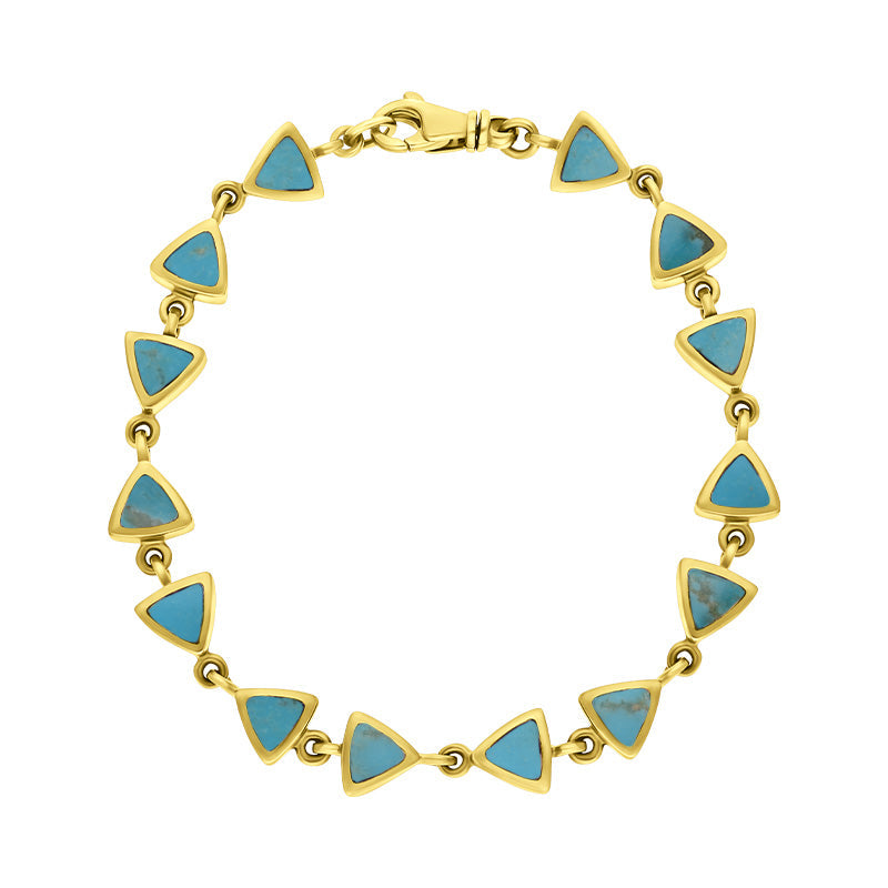 9ct Yellow Turquoise Curved Triangle Bracelet