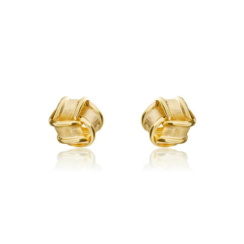 9ct Brushed Yellow Gold 7mm Knot Stud Earrings