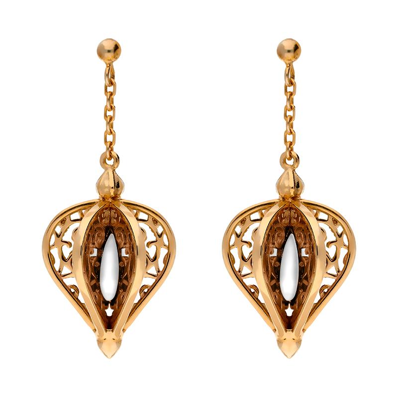 9ct Rose Gold Bauxite Flore Filigree Drop Earrings