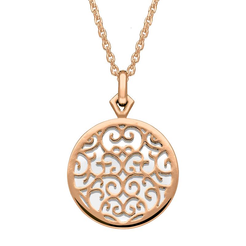9ct Rose Gold Bauxite Flore Filigree Necklace