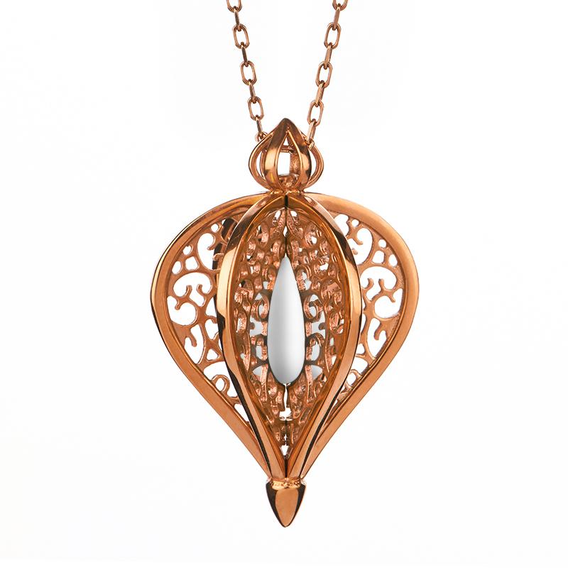 9ct Rose Gold Bauxite Flore Filigree Small Necklace