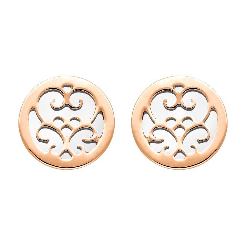 9ct Rose Gold Bauxite Flore Filigree Stud Earrings