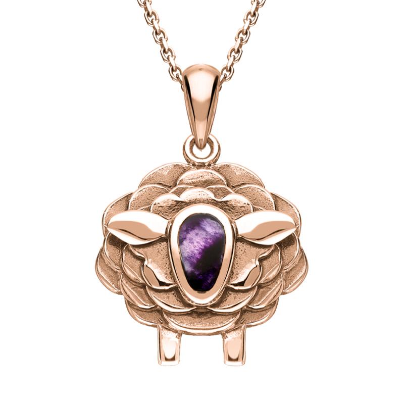 9ct Rose Gold Blue John Sheep Necklace
