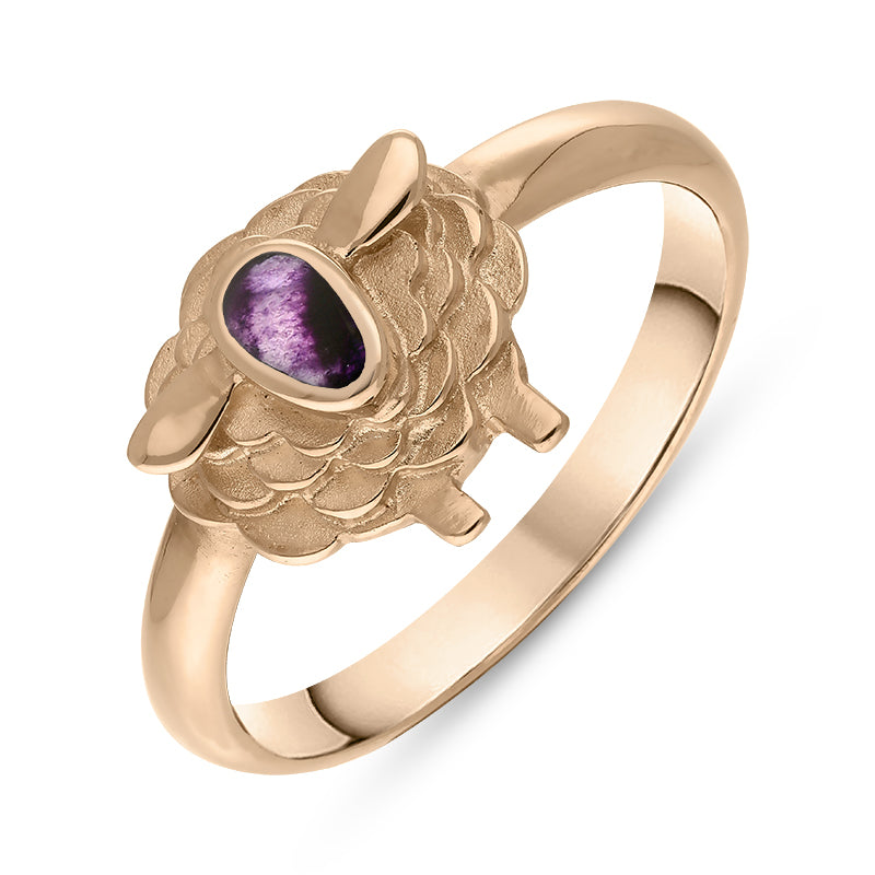 9ct Rose Gold Blue John Sheep Ring - Gold