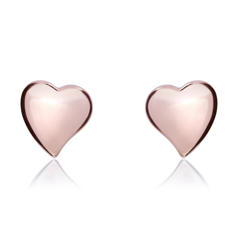 9ct Rose Gold 6mm Heart Stud Earrings