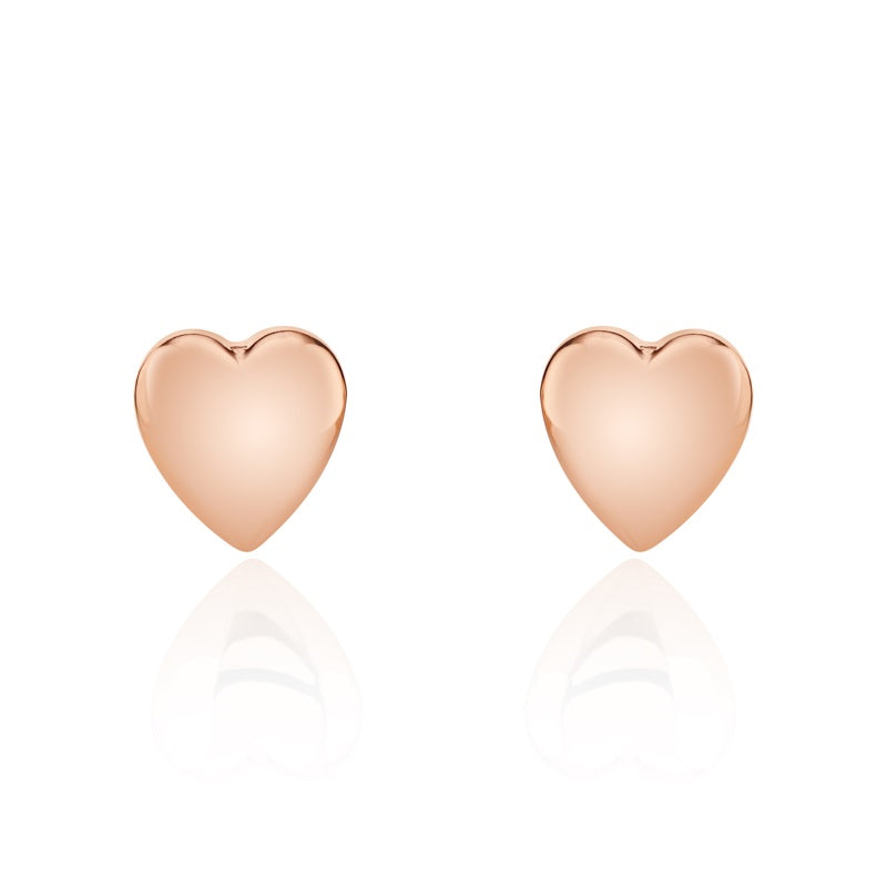 9ct Rose Gold 8.5mm Heart Stud Earrings