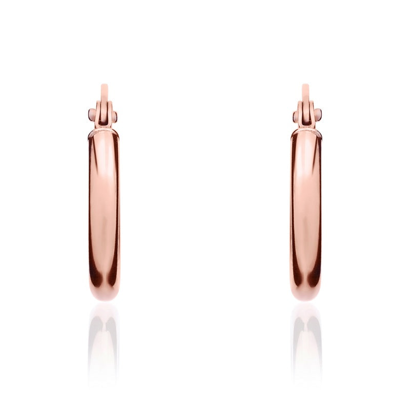 9ct Rose Gold 14mm Hoop Earrings