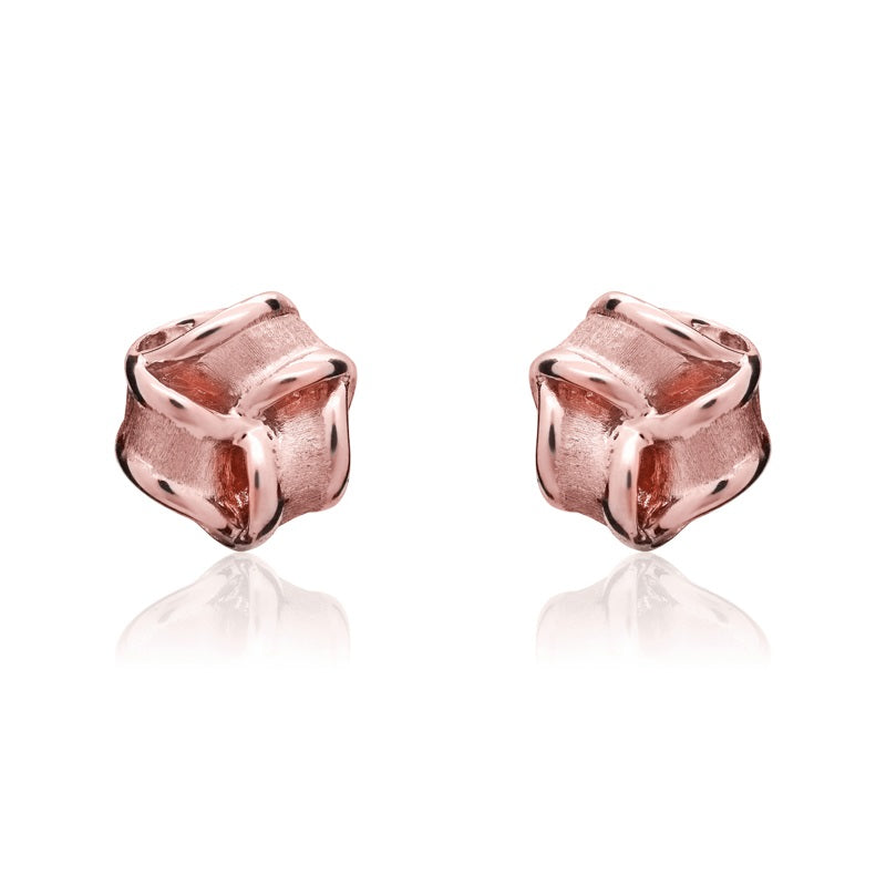 9ct Rose Gold 7.5mm Looped Knot Stud Earrings