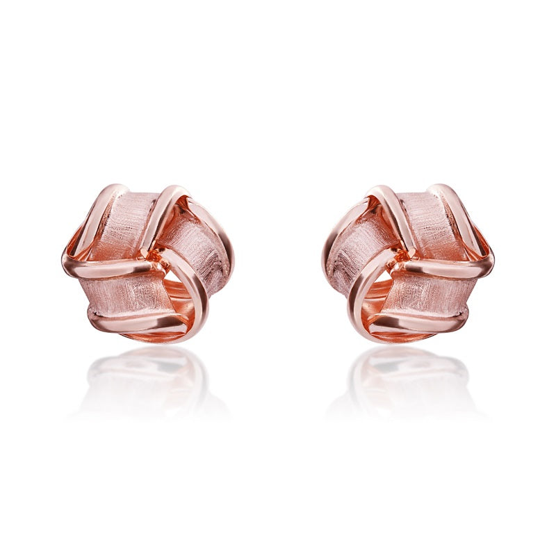 9ct Rose Gold 10mm Looped Knot Stud Earrings