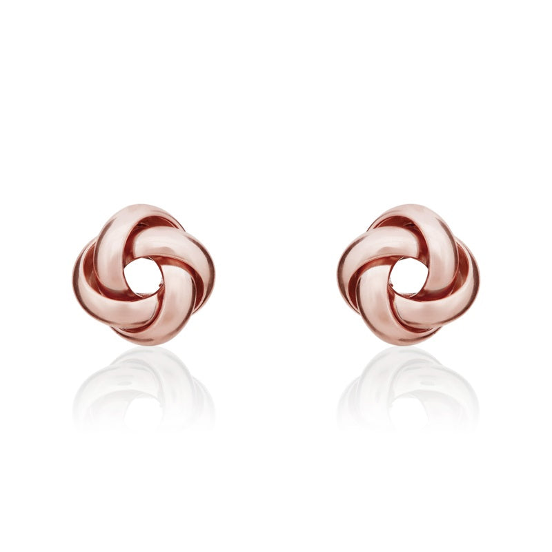 9ct Rose Gold 8mm Looped Knot Stud Earrings